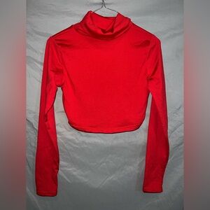 SHEIN Bold Red Long Sleeve Crop Top